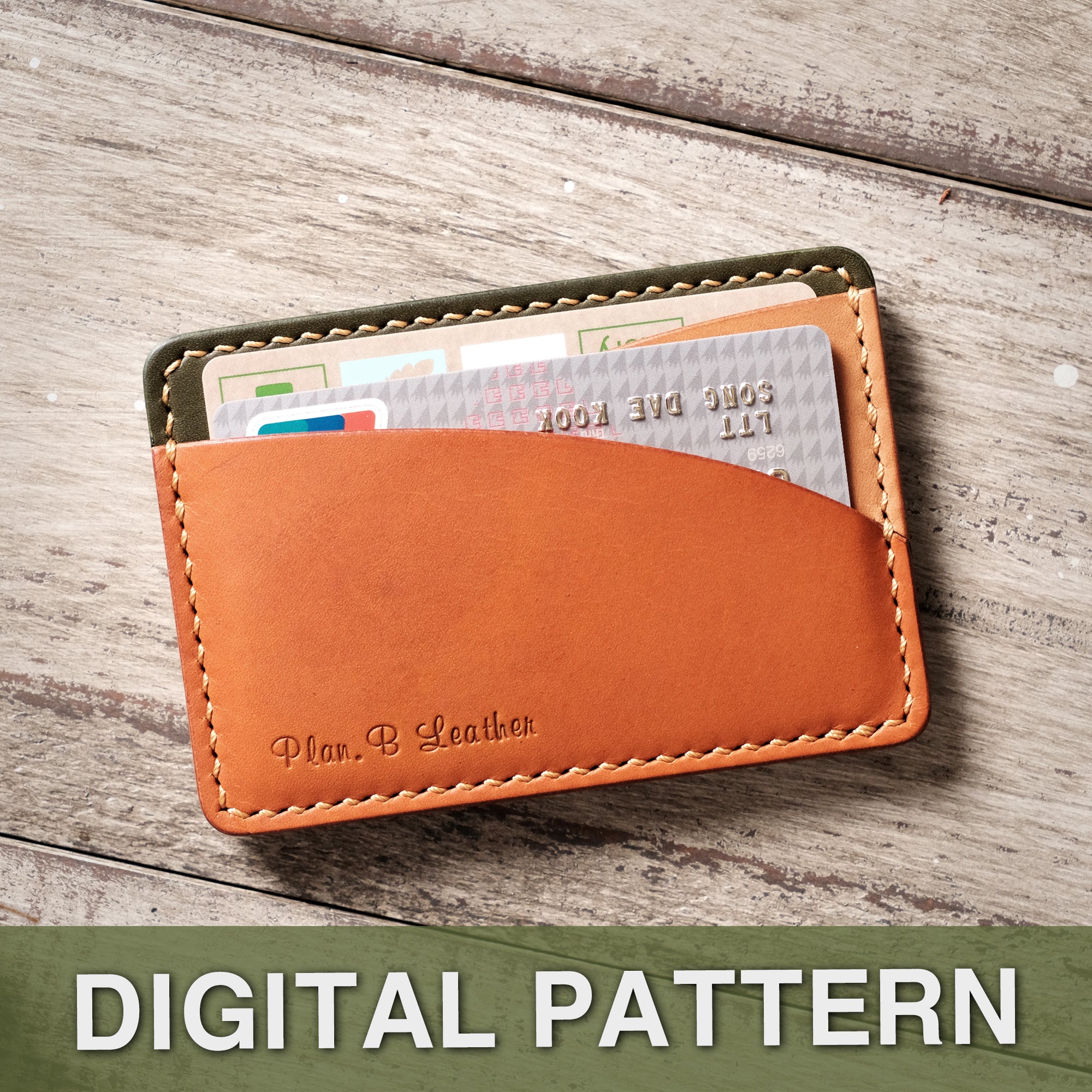 Front view of the Hills Card Holder with credit cards neatly inserted into the three pockets.