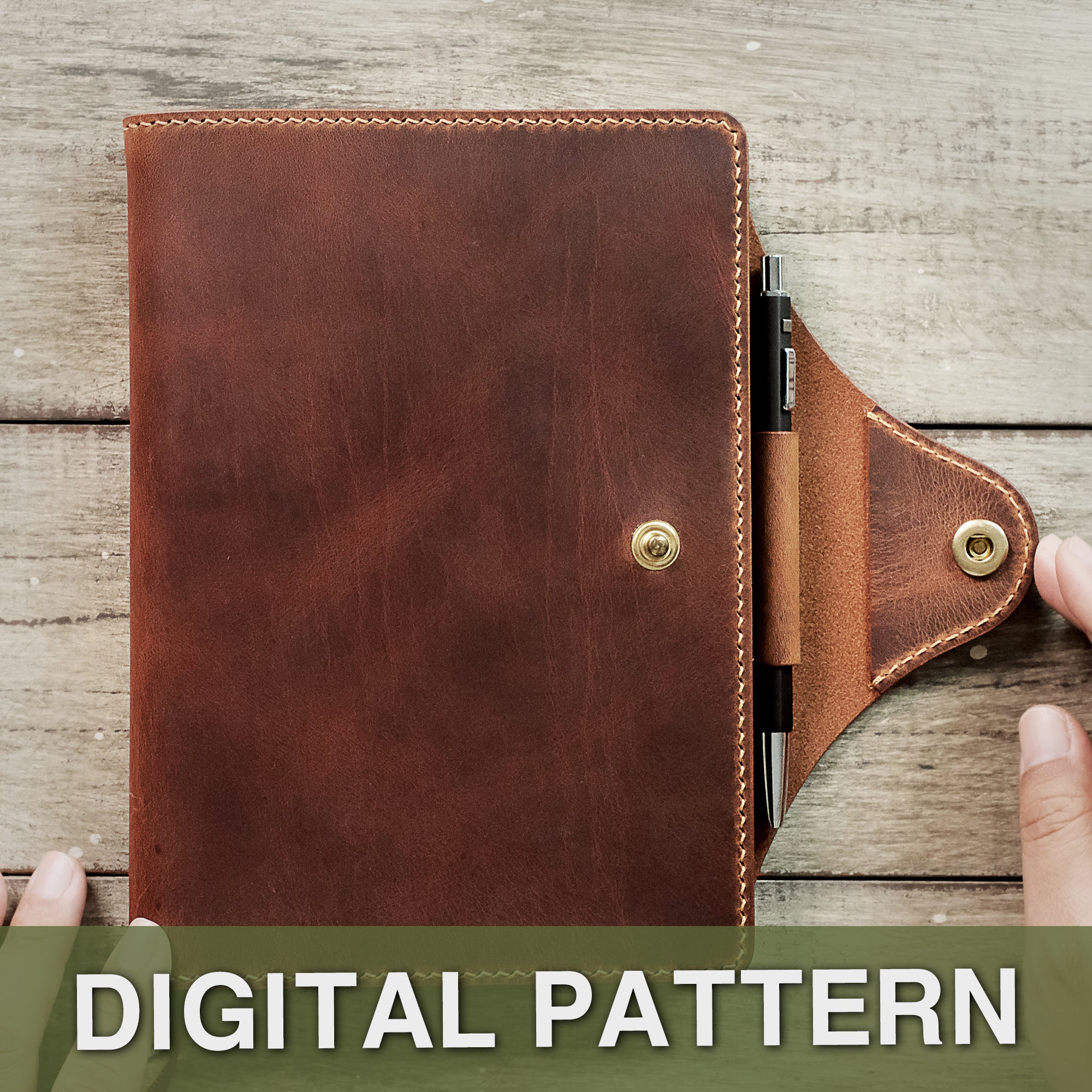 Front view of the A5 Notebook Cover with smooth leather texture.