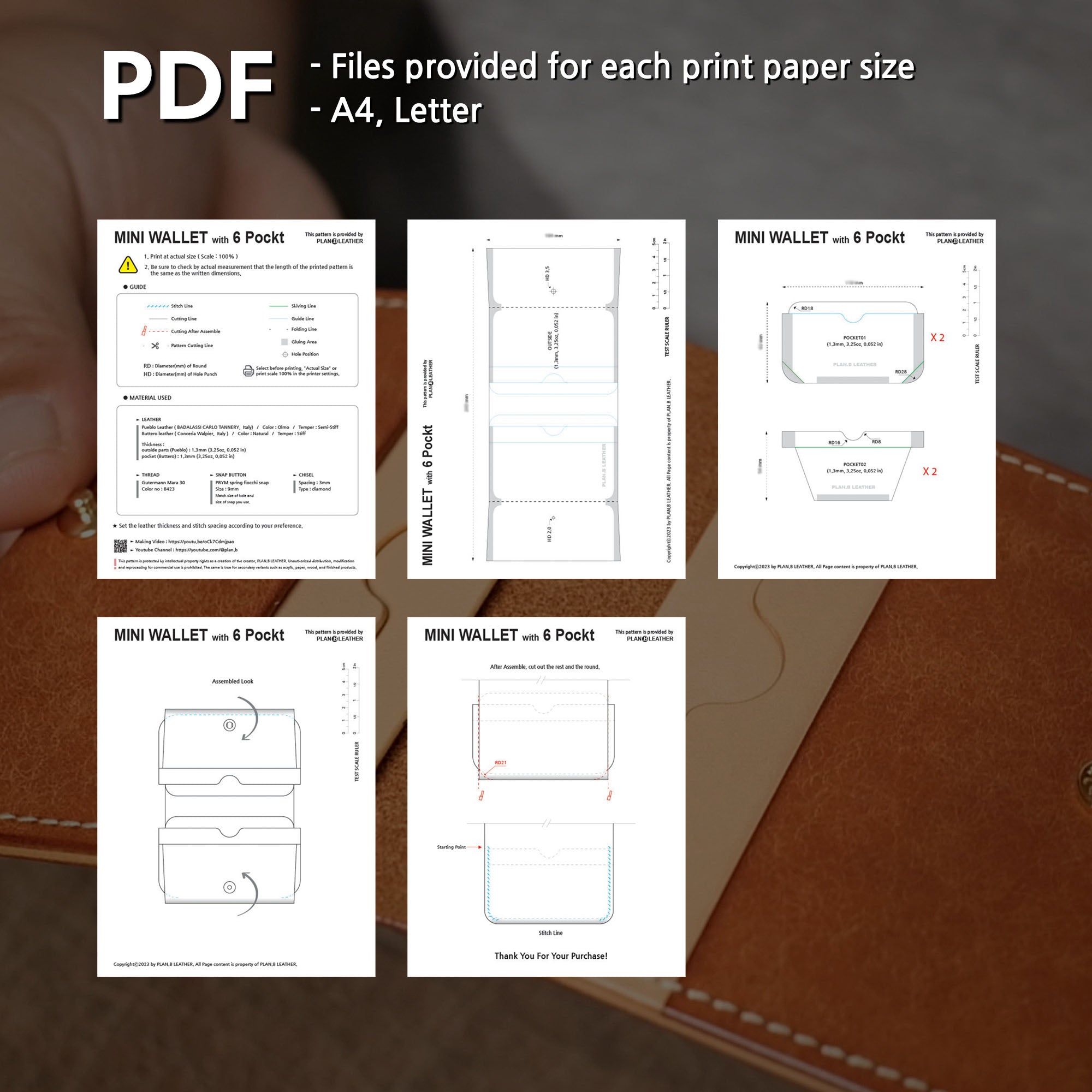 Small Bi-fold Wallet with 6 Pocket - Pattern