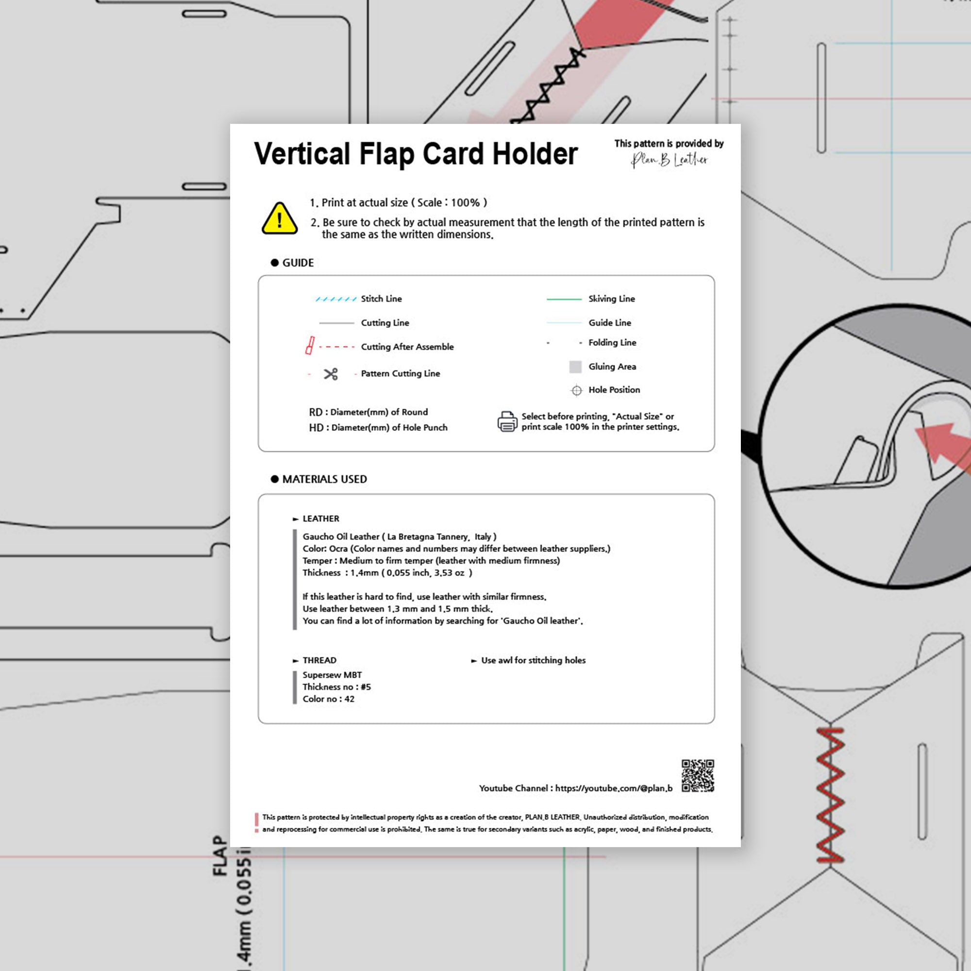 Vertical Flap Card Holder 01 - Pattern