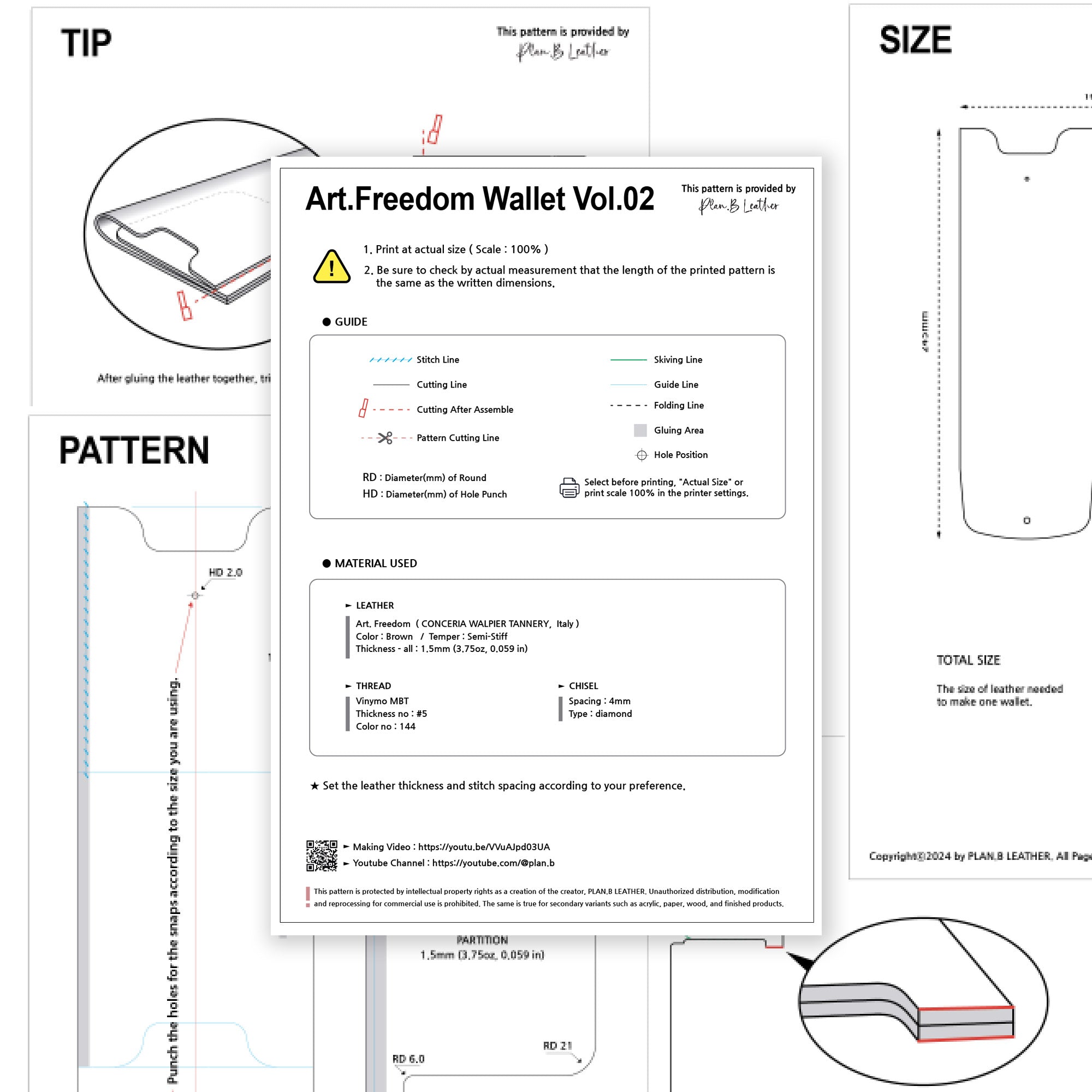 PDF preview of the wallet pattern, including cutting templates and assembly steps.