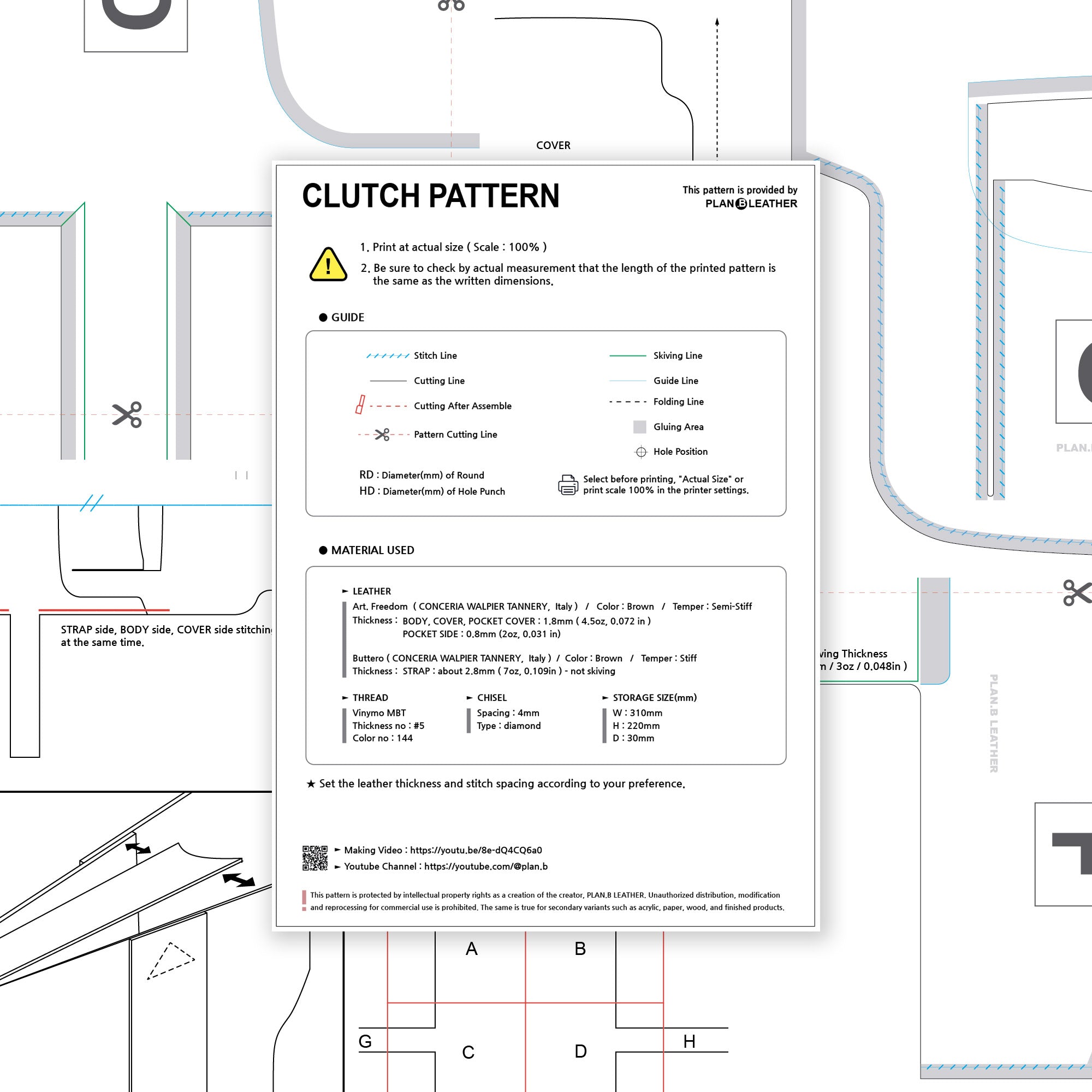 Preview of the compact briefcase PDF pattern, showing template layout and assembly instructions.