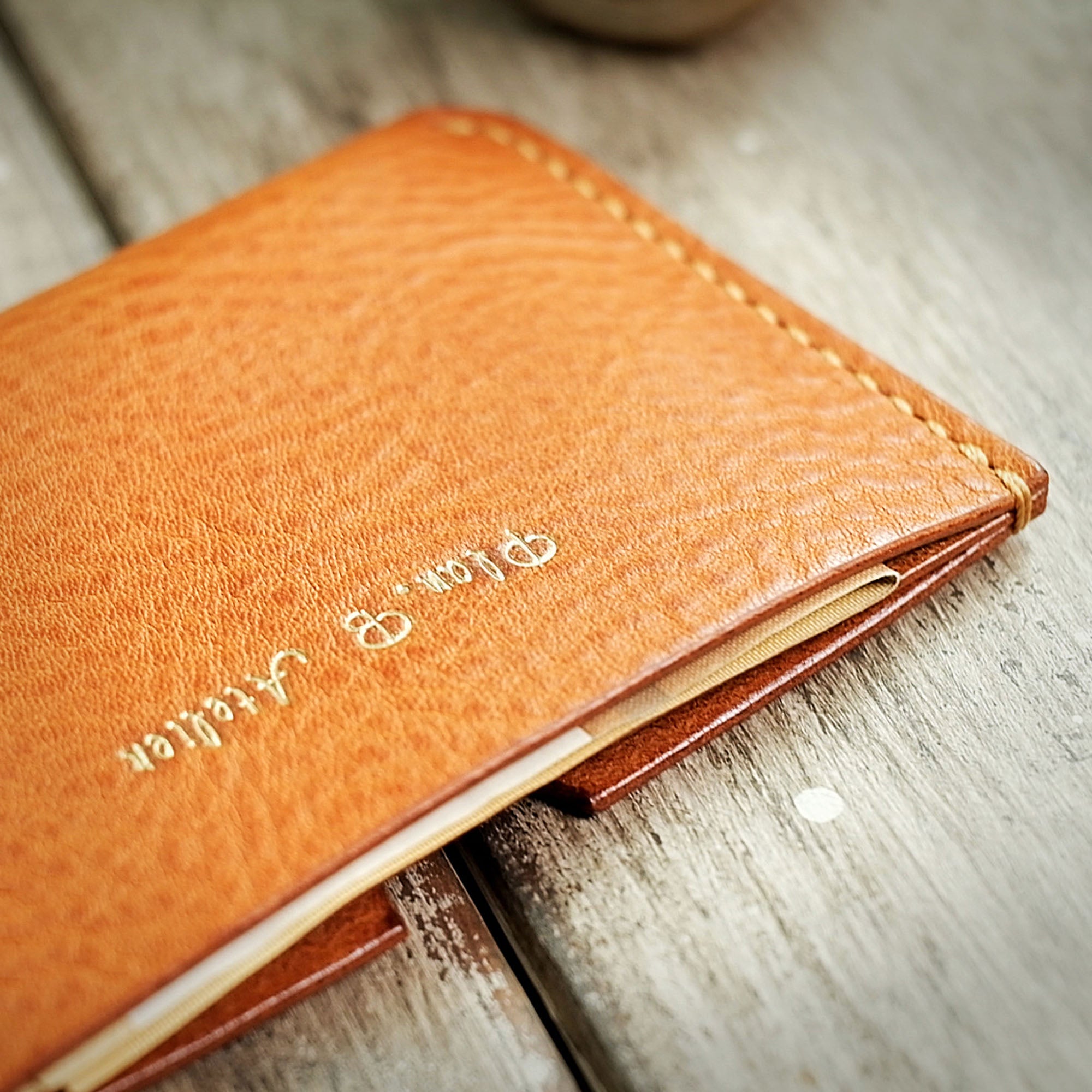 Close-up of the wallet interior with cash stored.