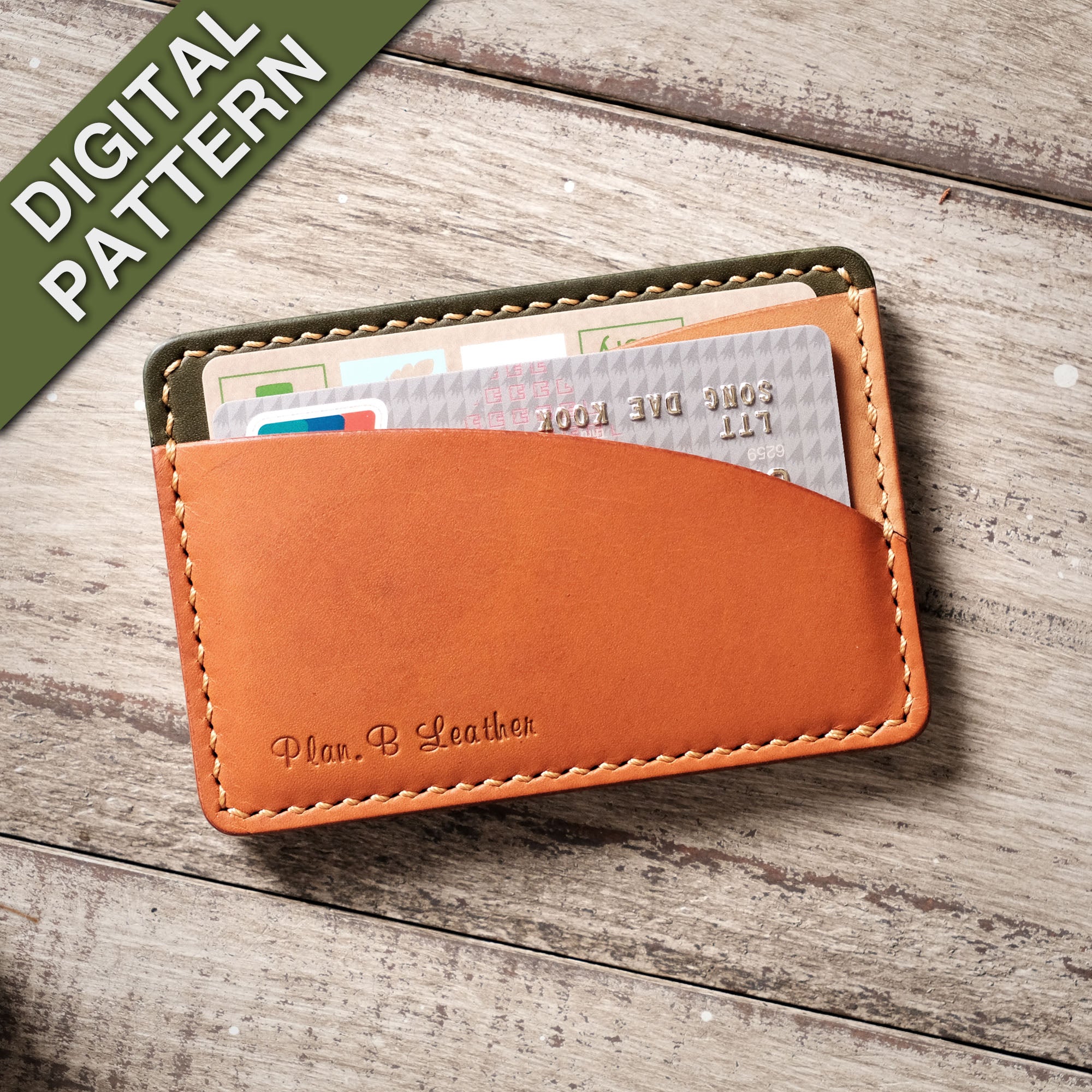 Front view of the Hills Card Holder with credit cards neatly inserted into the three pockets.