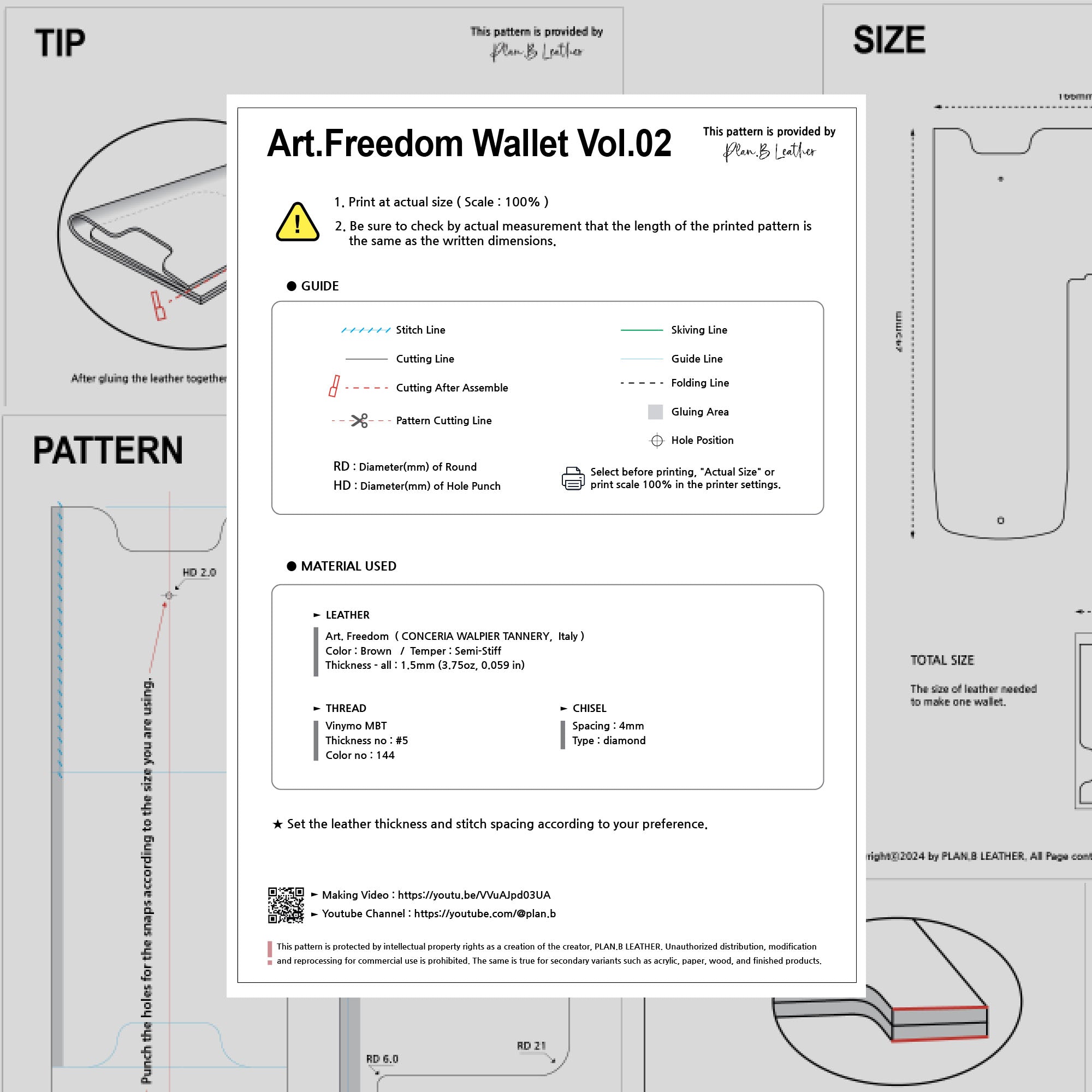 PDF preview of the wallet pattern, including cutting templates and assembly steps.