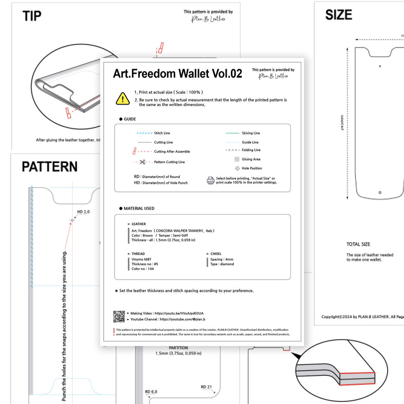 Leathercraft PDF Pattern – Minimalist Wallet with Simple Structure