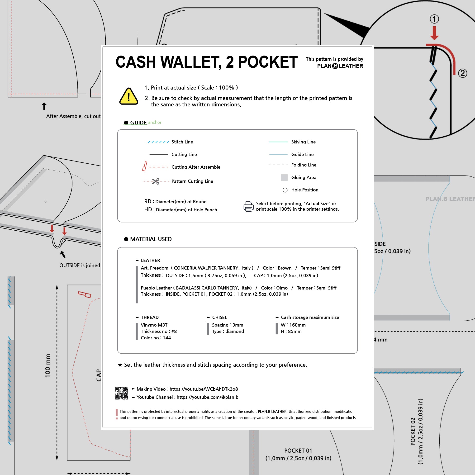 2 pocket Cash Wallet - Pattern