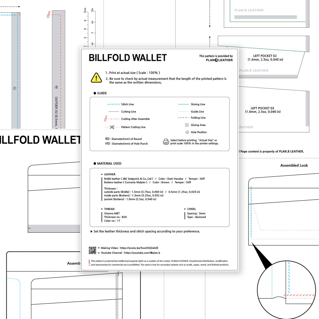 Billfold Leather Wallet PDF Pattern – Slim, Compact, and Classic Design