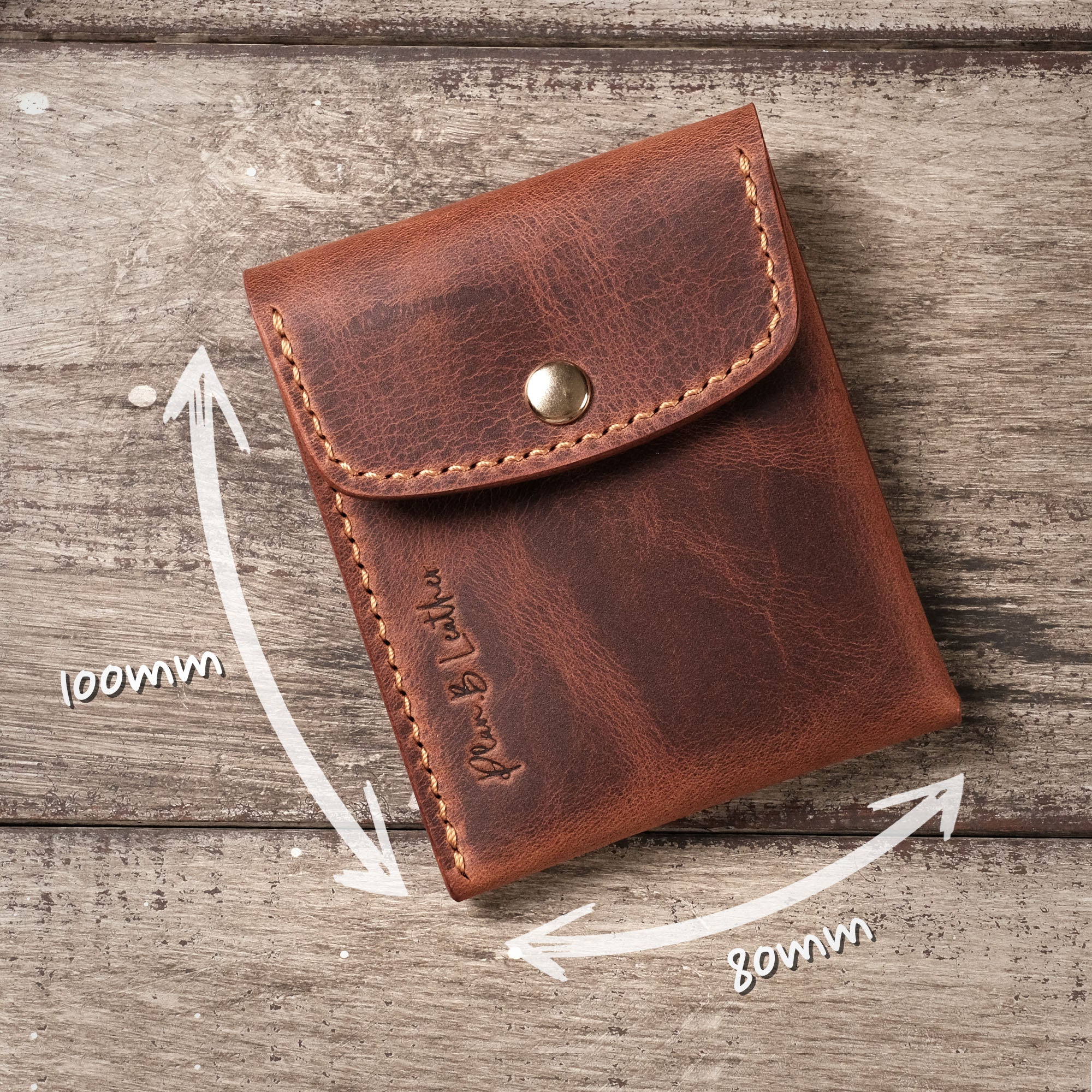 Minimalist Wallet with Simple Structure, showing size dimensions for width and height.